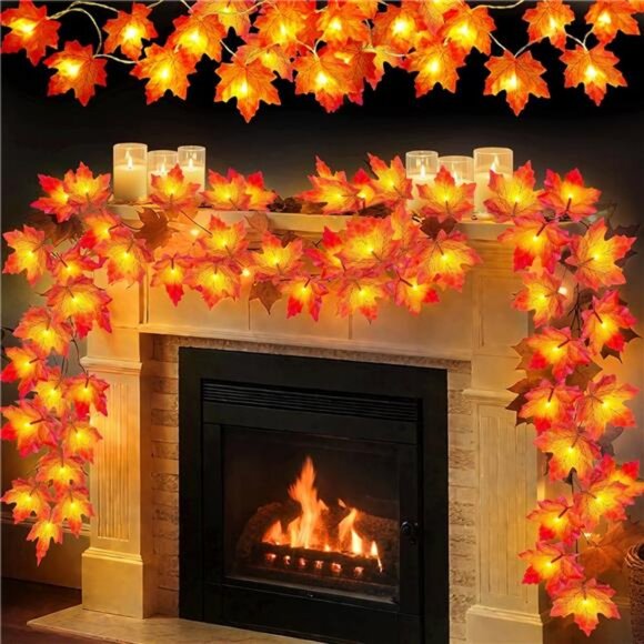 4 Pack Fall Decor Fall Garland with Lights Fall Decorations for Home - Picture 1 of 7